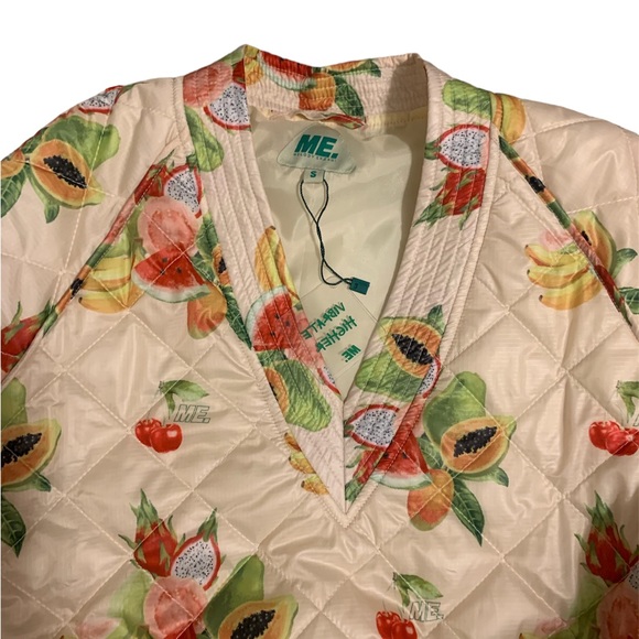 Melody Ehsani fruit print quilted pullover v-neckline and side pockets NWT - Picture 6 of 13